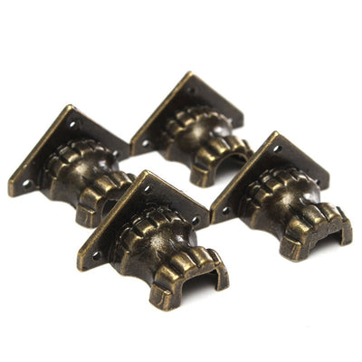 New Arrival High Quality 35*25MM Zinc Alloy Retro 4pcs Antique Brass Jewelry Chest Wood Box Decorative Feet Leg Corner Protector