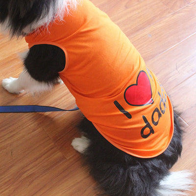 Large Pet Dog Vest Summer Large Size Dog tShirt Clothes I LOVE MY DADDY MOMMY T-shirt Clothing For Dogs Pink plus size 3XL-9XL