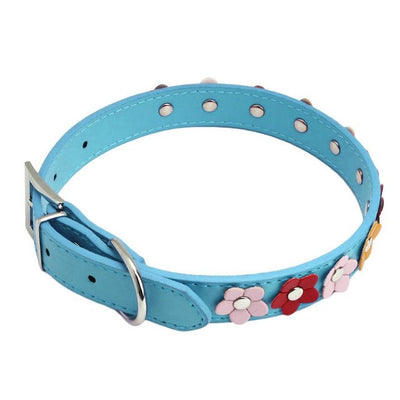 Super Deal Dog Collar Sweet Flower Studded Puppy Pet Collar Leather Buckle Neck Strap Collars XT