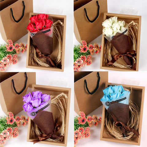 7pcs artificial flowers for wedding roses Scented Rose Flower Petal Bath Body Soap Wedding Party Gift flores de papel