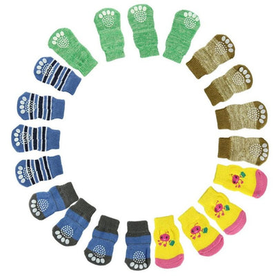 Super Deal 2016 Fashion 4Pcs Cute Puppy Dogs unisex Pet Knits Socks Anti Slip Skid Bottom socks for dogs pet socks meias