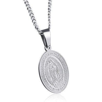 GAGAFEEL Necklace For Men Skull Necklaces Catholicism Round Pendant Stainless Steel Male Chain Religious Jewelry Punk Rock Style