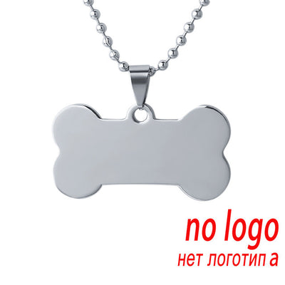 Engrave Logo Identification Tag Necklace Stainless Steel Carve Dog Name Tel Tag Cat Dog Puppy Pet ID Tag Laser Engrave Necklace