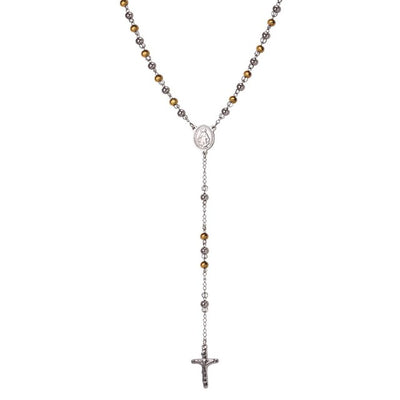 U7 Long Necklace New Trendy Gold Color Titanium Steel Women/Men Jewelry Wholesale Cross Rosary Pendant Necklace P403