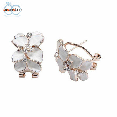 SUSENSTONE Luxury Women Floral Wedding Party Earring