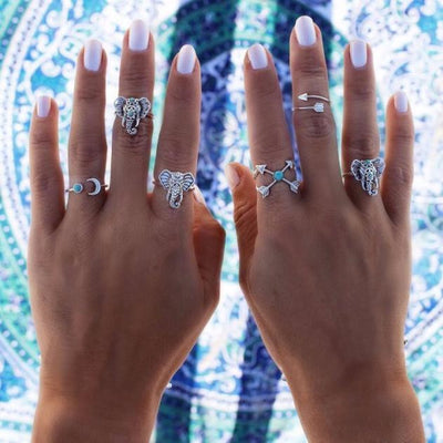 6 Pcs Vintage Arrow Moon Turquoise Joint Knuckle Nail Midi Rings