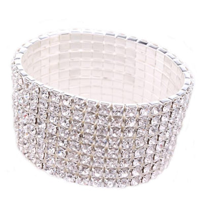 Rhinestone Stretch Silver Bracelet  for Wedding Prom Party or Pageant