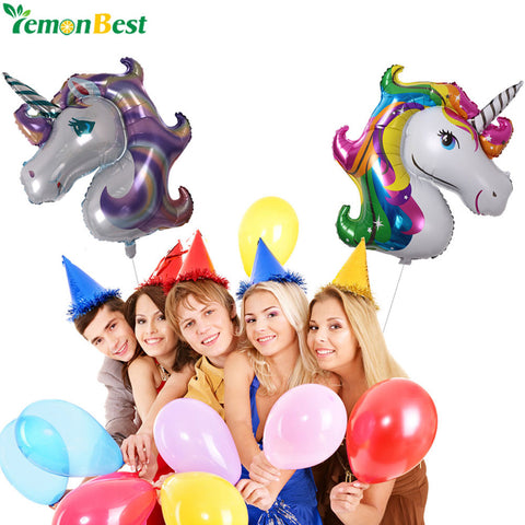 Giant 118 * 90cm Rainbow Unicorn Head Foil Balloon Party Balloons Cartoon Animal Horse Float Wedding Birthday Party Decoration