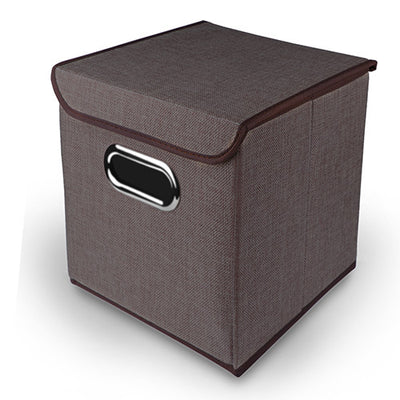25X25CM Fabric Cloth Organizer Storage Box Toy Books Sundries Shoes Clothing Storage Baskets With Lid Stainless Steel Handle