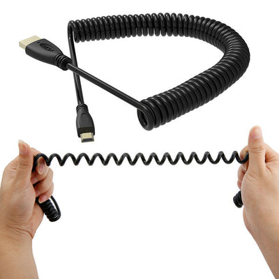 50 to 200cm Spring Micro HDMI To HDMI Cable High Speed Gold-plated Male To Male Micro HDMI Cabo For Tablet Camera TV XBox Cables
