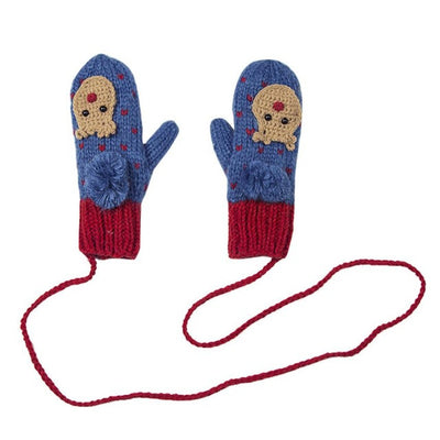 FEITONG Christmas Gloves Winter Warm Gloves for Women Girls Ladies Full Finger Wrist Hanging Neck Thicken Hot Cute Gloves #3