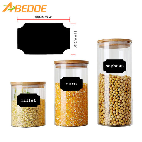 ABEDOE Black Chalkboard Labels Waterproof Sticker Sticky Note Label for Canisters Bottles Cups Bins Jars Flowerpot Refrigerator