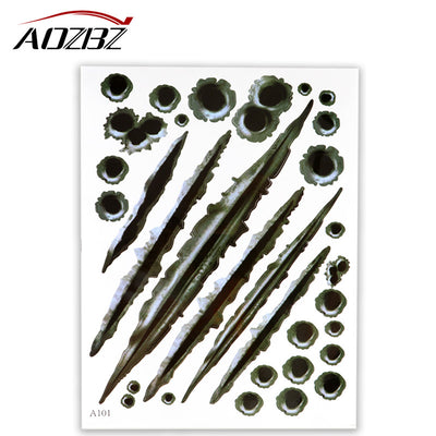 Car Sticker 3D Bullet Hole and Tearing Crack Decals Window Wall Sticker Car Styling Accessories
