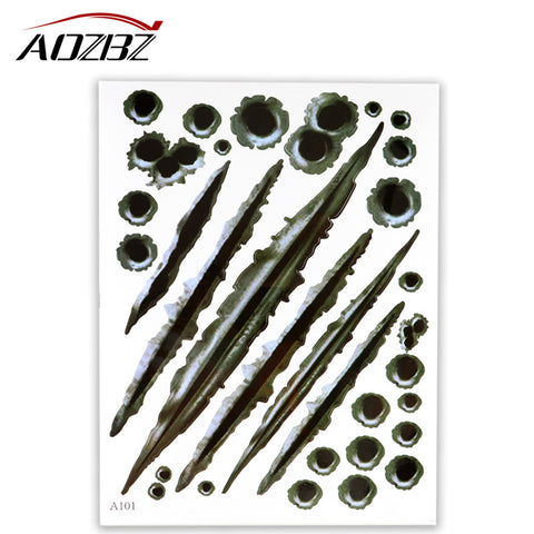 Car Sticker 3D Bullet Hole and Tearing Crack Decals Window Wall Sticker Car Styling Accessories