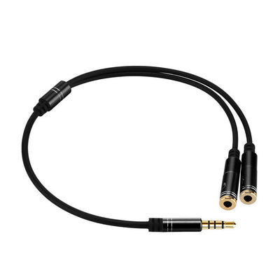 Powstro 3.5mm 1 Male to 2 Female Cable Connector Splitter Adapter with Microphone Audio Headphone Jack for Computer PC Tablet