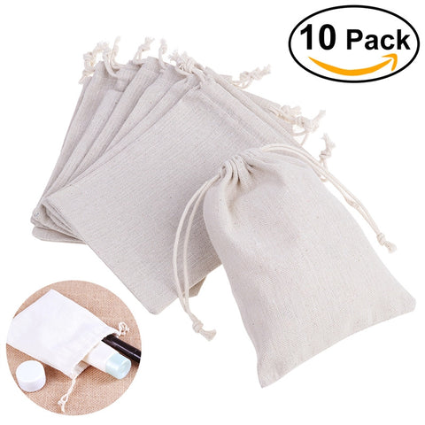ROSENICE 10pcs Linen Jute Drawstring Gift Bags Sacks Party Favors 12.5 x 16.5cm