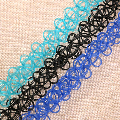 12pcs Tattoo Choker Necklace Stretch Gothic Tattoo Henna Elastic Choker Necklace Set