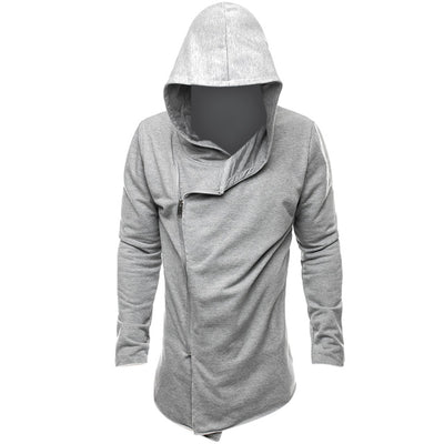 Autumn Spring Men Hooded Hoodie Fashion Sweatshirts Fashion Zipper Long Sleeve Casual Hip Pop Outwear Irregular Hem Hoody Coat
