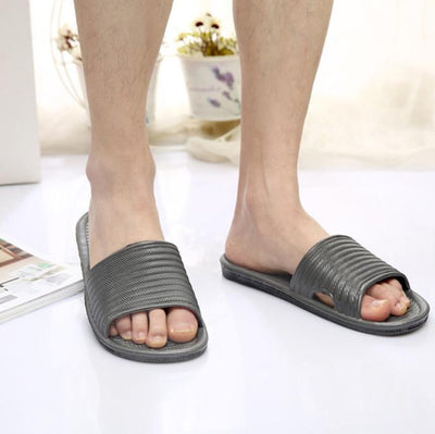 Man Stripe Flat Bath Slippers Summer Sandals Indoor & Outdoor Slippers
