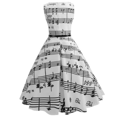 Women Vintage Printing Bodycon Sleeveless Casual Evening Party Prom Swing Dress