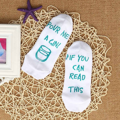 Women Men White Mesh Letter Print Short If You Can Funny Socks