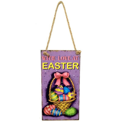 Easter Egg Hanging Board Holiday Decorative Cross Rabbit Wall Hanging Ornaments Art DIY Home Easter Party Supplies