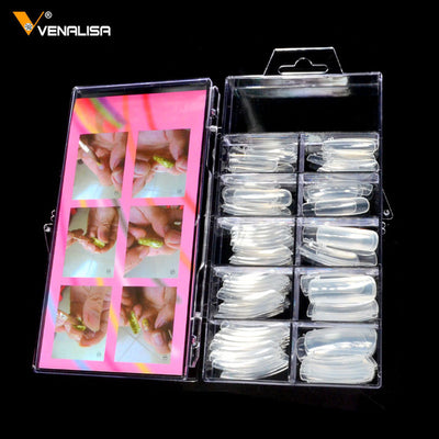 VENALISA Jelly Poly Gel Nail Tips 100pcs Fake Clear French Nail Art Full Cover Acrylic Nail Mold Manicure Tools False Tips Model