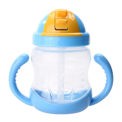 280ml Baby Feeding Bottle Cup Child Kids Silicone Training Drinking Water Straw Handle Feeding Bottles Cups 5 Colors