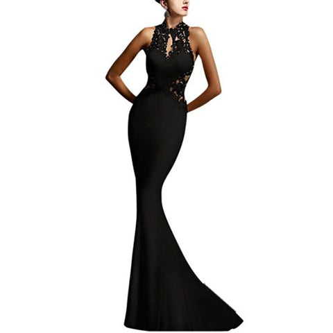 2018 Sexy Sleeveless Lady Dress Wedding Bridesmaid Long Formal Party Backless Lace Dress Mermaid Party Dress Vestidos Robe