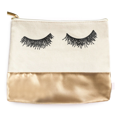 Eyelash Gold Leather Makeup Bag