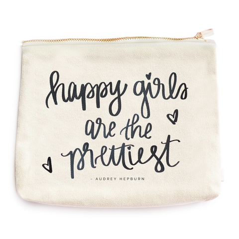 Happy Girls Are The Prettiest Makeup Bag