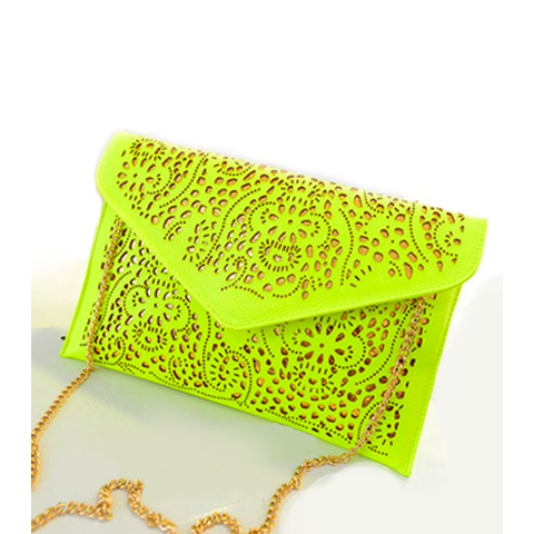 Laser Cut Clutch with Chain by Coseey