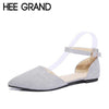 HEE GRAND Mom Flat with Women's Shoes Spring Summer Shallow Pointed Toe Solid Buckle Strap Wrap Heel Women Shoes XWD3722