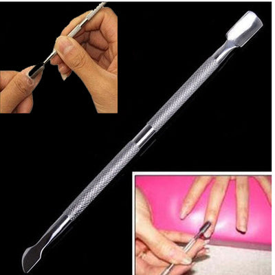2pcs Stainless Steel Cuticle Nail Pusher Double Ended Spoon Callus Remover Nail Cleaner Manicure Pedicure Care Cleaning Rasper