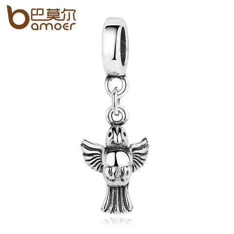 BAMOER Original Silver Color Bird Animal Shape Charms Pendants Fit Bracelets for Women Authentic Accessories PA5310