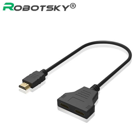 High Quality One Male to Two Female HDMI Cable 1 In 2 Out Splitter Cable Switcher Adapter Converter For HDTV Tablet XBOX 1080P