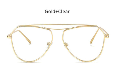 Fashion Optical Eye Glasses Women Men Clear Lens Big Metal Glasses Frame