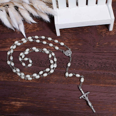 DoreenBeads 2017 New Women Bohemia Necklaces Y Shaped Lariat Necklace Gem Stone Prayer Rosary Beads Jesus Cross Pendant 50-64cm