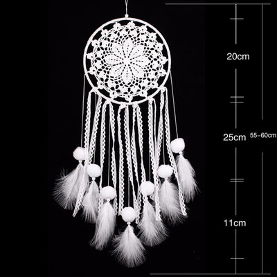 Indian Style White Handmade Dream Catcher Feather Bead Dreamcatcher For Window/Car/ Wall Hanging Decoration Ornament