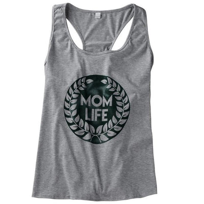 mom life Summer Tank Tops 2017 Women Letter Printing Sleeveless Fitness Shirt Casual Gray female Tshirt Loose Cotton Top Tees