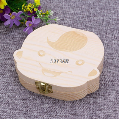 Tooth Box Organizer Baby Save Milk Teeth Wood Storage Box For Kids Boy&Girl