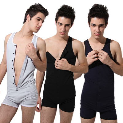 New Men's Fashion Underwear Sexy cotton Leotard Soft And Comfortable Jumpsuits Button