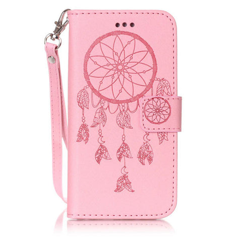 Leather Flip For iPhone 7 6 6s Plus SE 5 5s Case Retro 3D Embossed Dreamcatcher Wallet Cover For Samsung Galaxy S7 S6 edge S5 S4