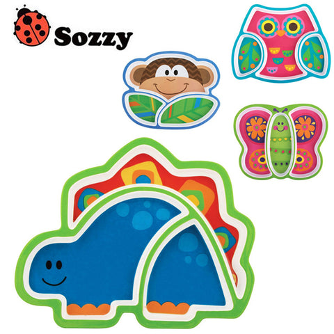 1pcs Sozzy Creative Children's Plate Cartoon Animal Service Plate Appetizer Platter Cute Dishes Baby Sub-grid Eat Tray