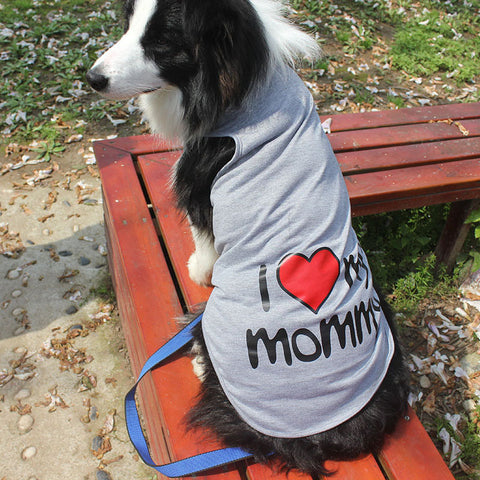 Large Pet Dog Vest Summer Large Size Dog tShirt Clothes I LOVE MY DADDY MOMMY T-shirt Clothing For Dogs Pink plus size 3XL-9XL