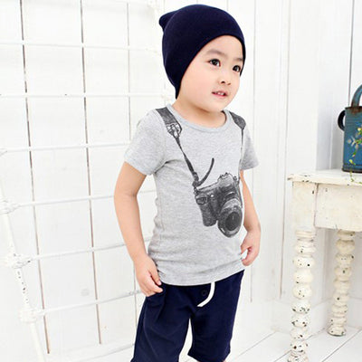 boys t-shirt Short Sleeve Camera pattern boys Tops O Neck T Shirt Tees Clothes Boys clothing clothes T-shirt Boy Summer clothes