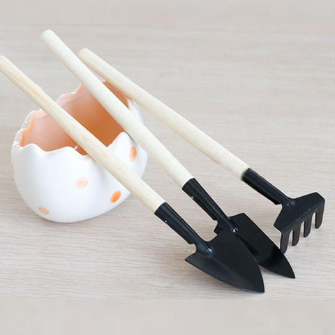 1Set Mini Small Shovel Rake Spade Wood Handle Metal Head Kids Tool pretend play toy set gifts for boys girls