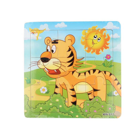 Hot sell Cartoon Wooden Tiger Jigsaw Toys For Kids Education And Learning Puzzles Toys 1 set for children's creativity