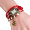 relogio 2017 women bracelet watch Quartz Weave Around PU Leather Cherry Bracelet Lady Woman Wrist Watch montre femme #