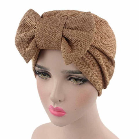 Solid Knitted hat Women Bow Cancer Chemo Hat Beanie Scarf Turban Head Wrap Cap For bandana bowknot Wrap cancer hat Cap Chemo